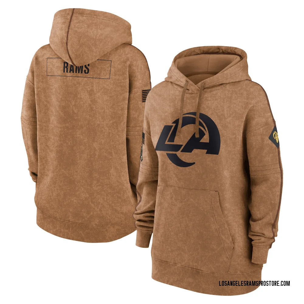 Women's Los Angeles Rams Brown 2023 Salute to Service Pullover Hoodie